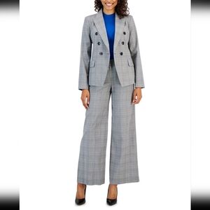 Tahari ASL Women's Glen Plaid  Faux-Double-Breasted Blazer AND trousers